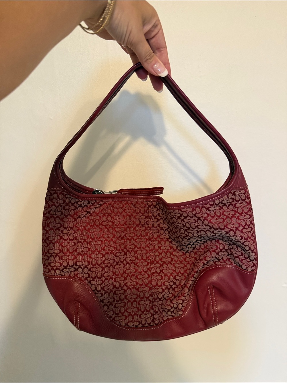 Coach Burgundy Signature Hobo Shoulder Bag